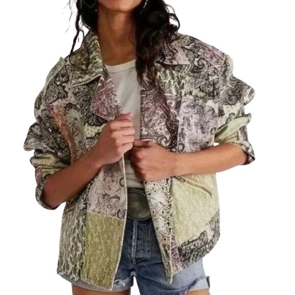 Free People Nadia Moto Jacket Multi Colored, Size XS, New without Tag MSRP $228 - Picture 1 of 4
